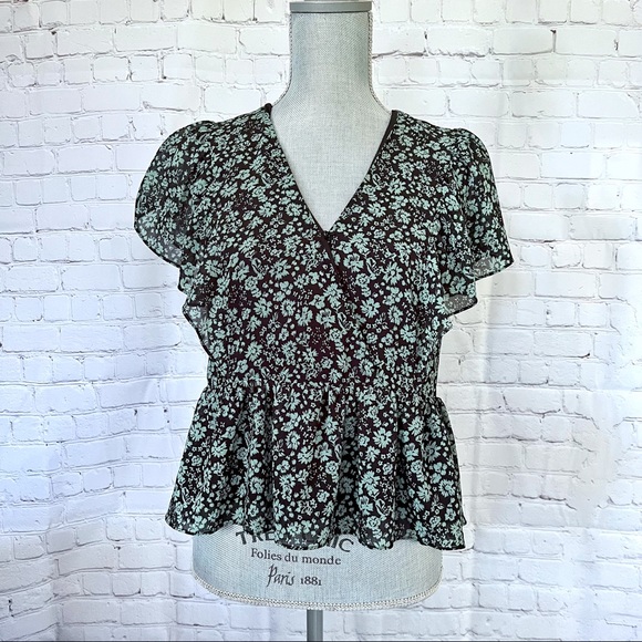 MADEWELL Georgette Ruffle Sleeve Floral Peplum Top - Picture 8 of 10